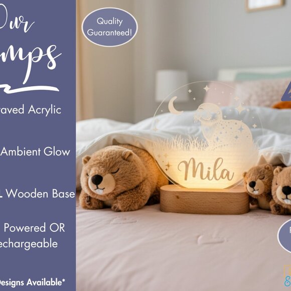 Otter Night Light – Personalized LED Baby Shower Gift - Picture 3 of 8